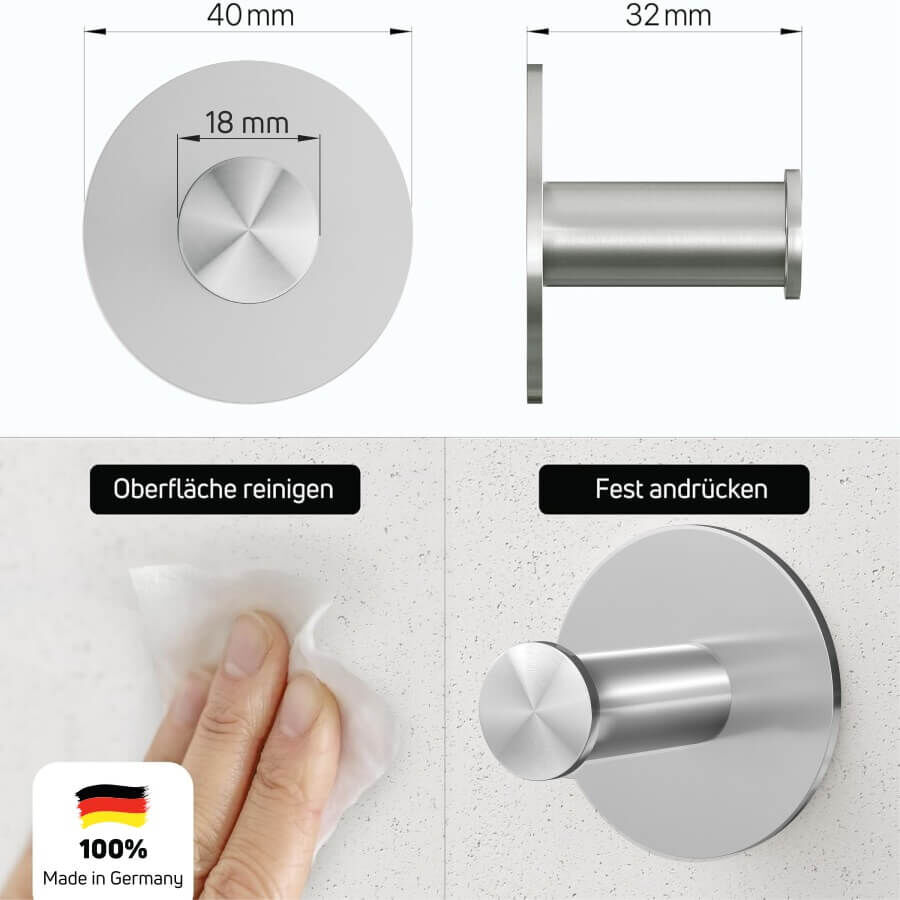 Kleiderhaken Handtuchhalter Edelstahl selbstklebend Montagehinweise