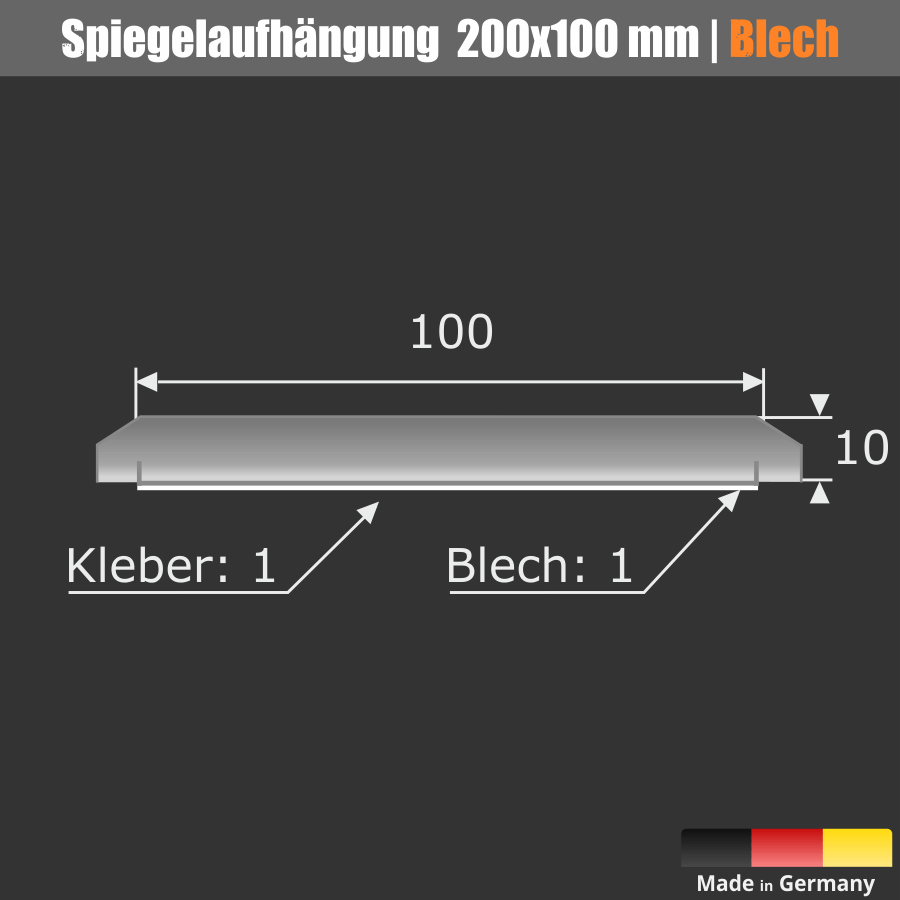 Magnet Spiegel-Montage-Set Skizze 2 Spiegelblech