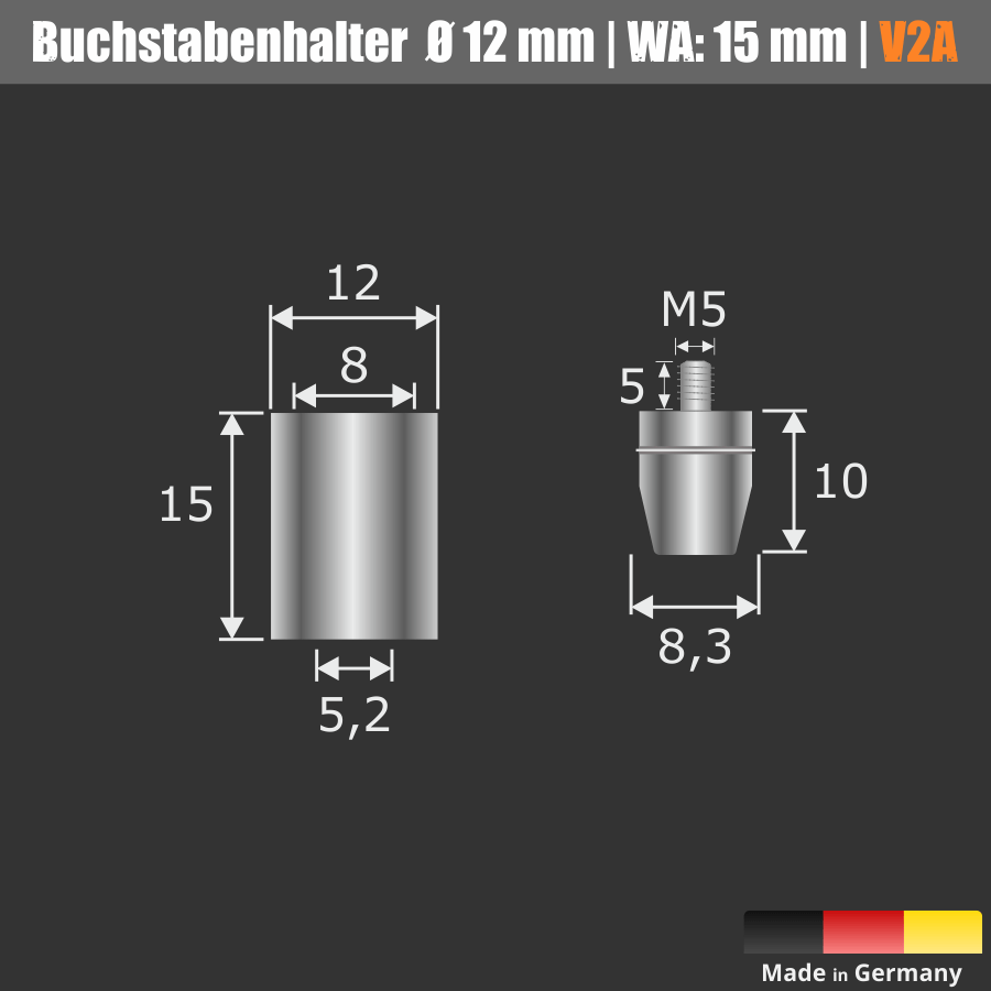 Bemaßung Buchstabenhalterung mit Klick-Technik