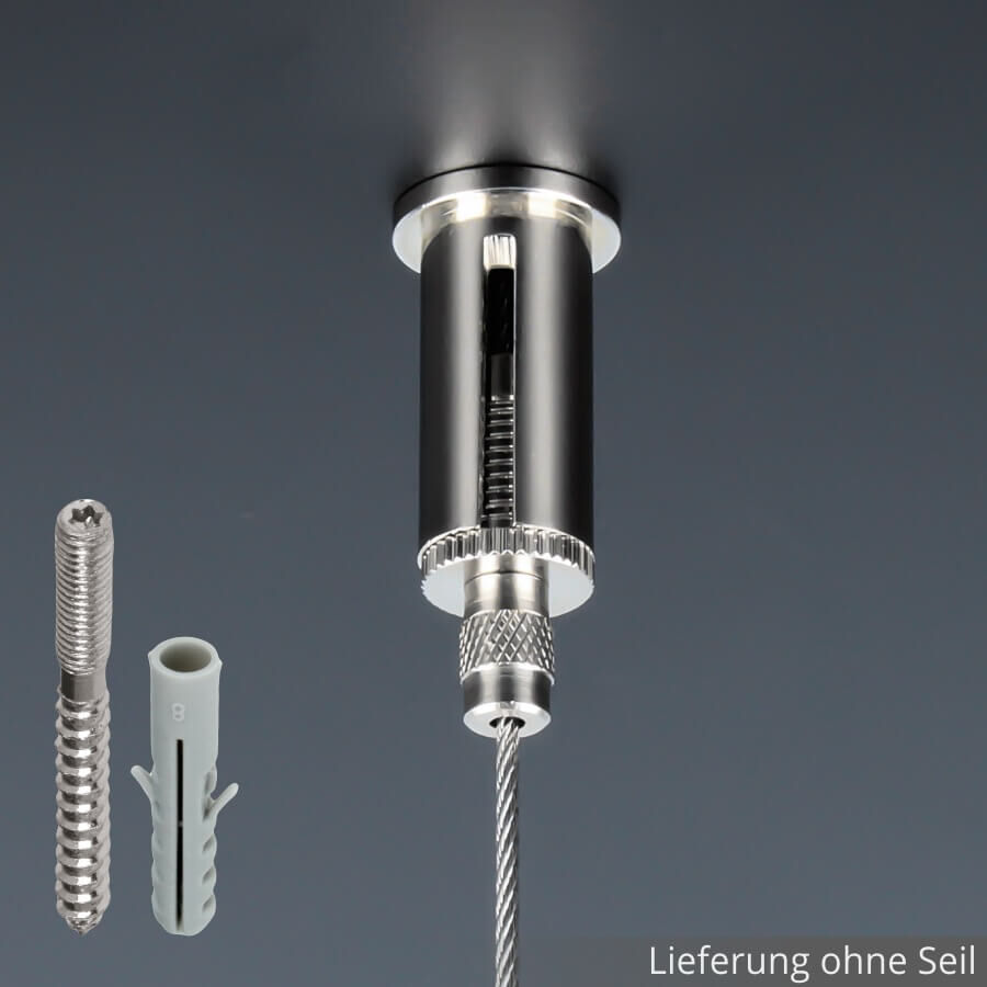 Deckenhalter Messing ver. Ø16 x 35mm Schlitz Stockschraube montiert an dunkler Decke