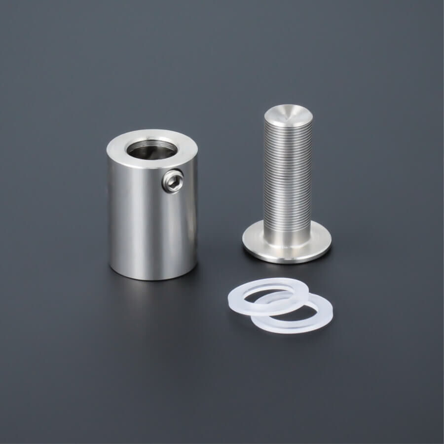 100er-Pack Abstandshalter rund Edelstahl V2A Ø 15 mm WA: 20 mm Lieferumfang auf dunklem Untergrund