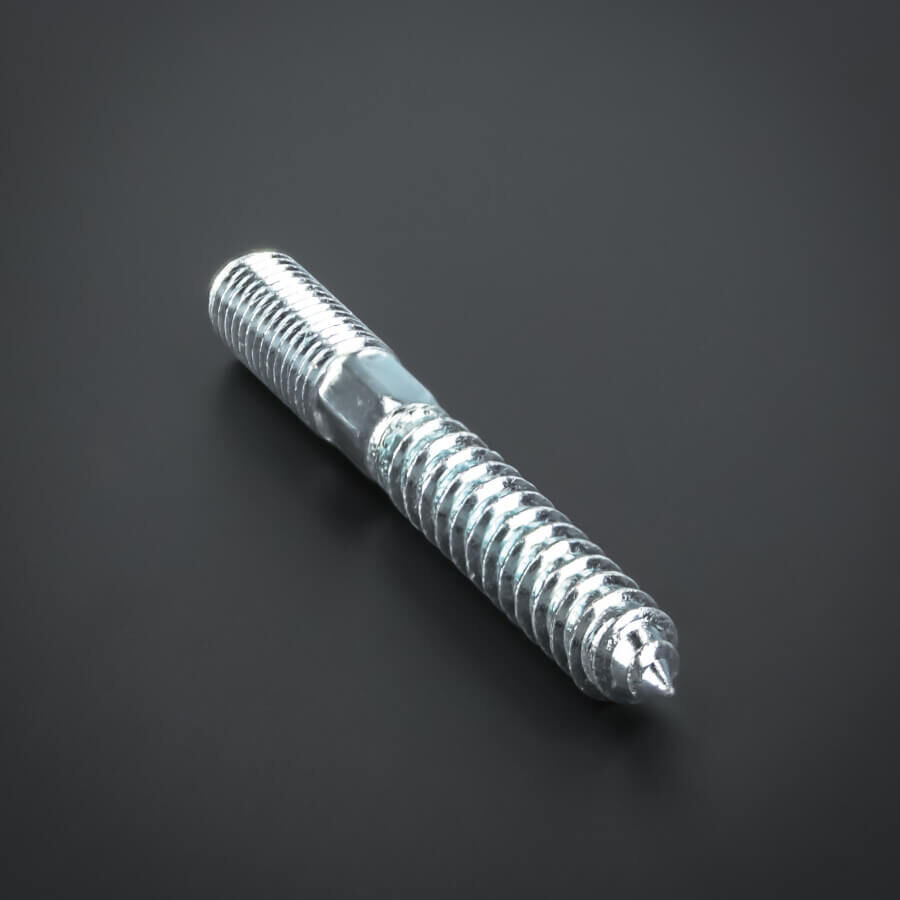 Stockschraube verzinkt mit Schlüsselfläche M10 x 80 mm | Torx 25 gedreht liegend auf dunklem Untergrund
