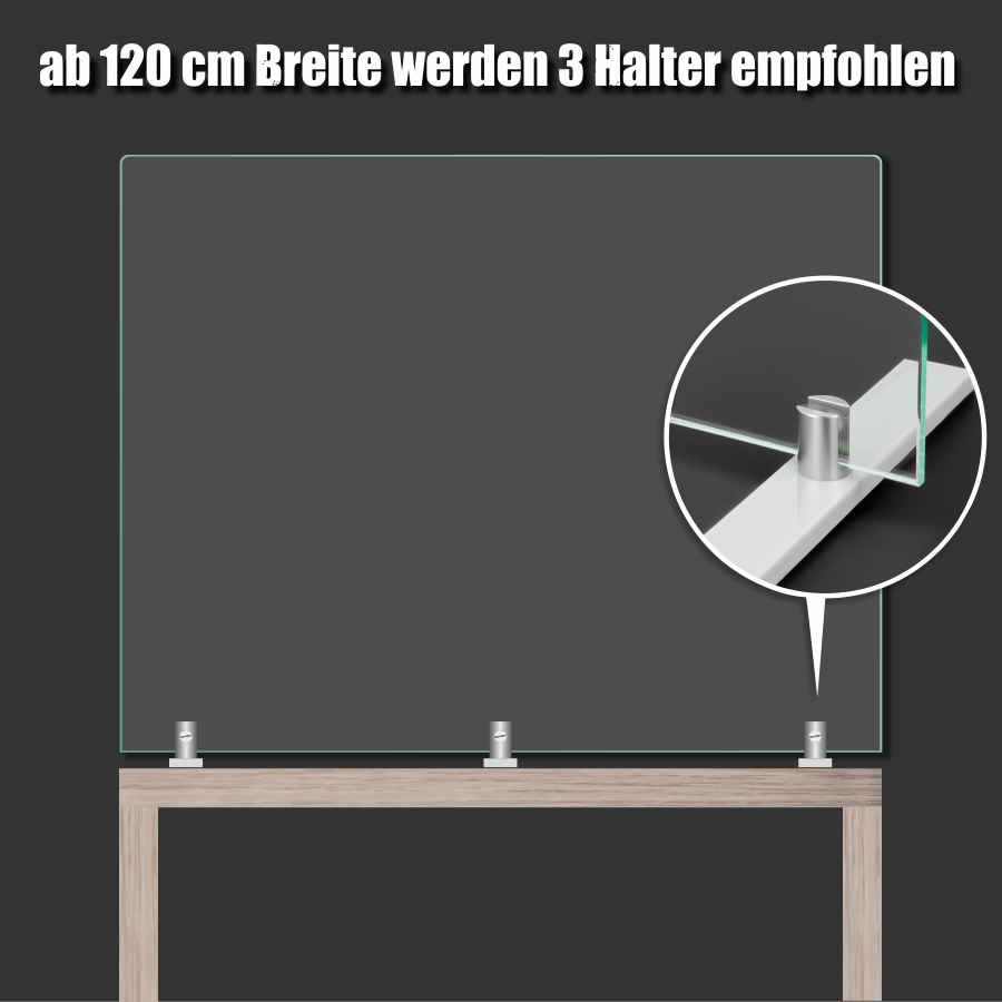 Acryl Standfuß Tischaufsteller+Halter für Spuckschutz Übersicht Verteilung Halter mit Scheibe