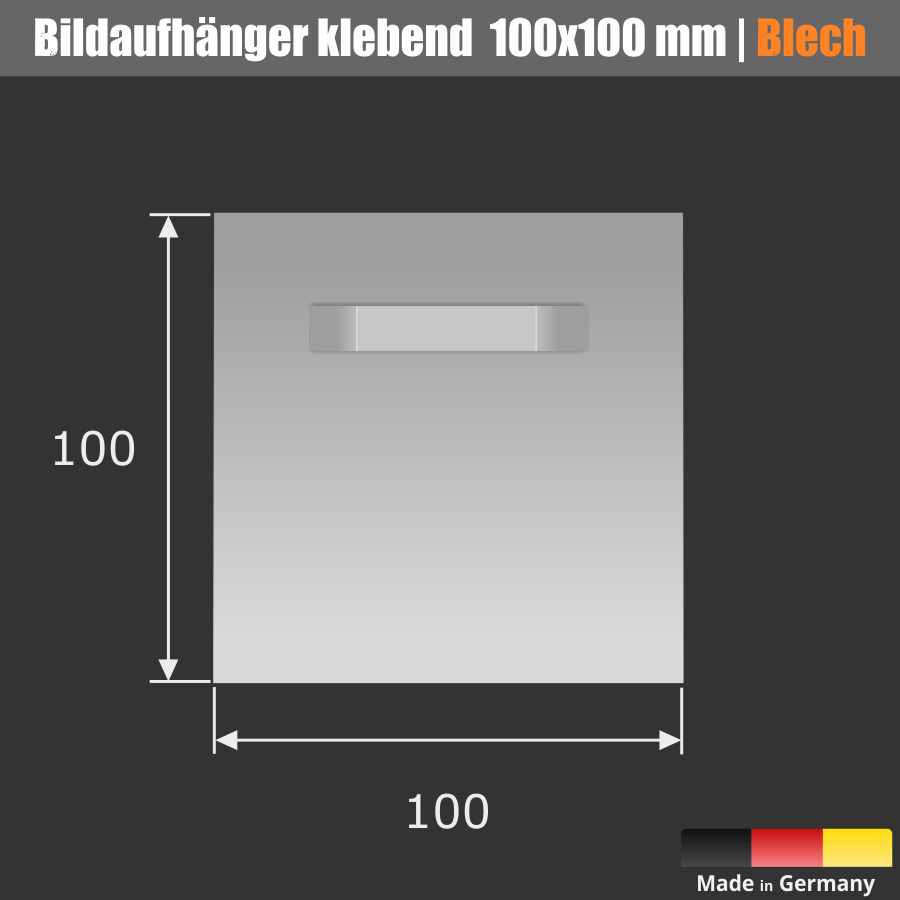 Bilderaufhänger  für Spiegel selbstklebend 100x100mm Skizze1