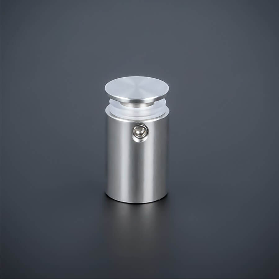 100er-Pack Abstandshalter rund Edelstahl V2A Ø 15 mm WA: 20 mm stehend auf dunklem Untergrund