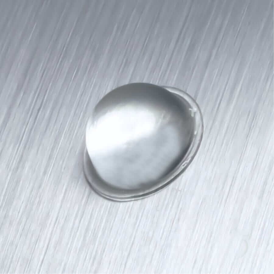 Wand-Puffer Ø 19 mm  selbstklebend, WA 9,5 mm montiert auf gebürsteter Platte