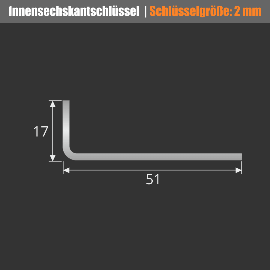 2mm Innensechskantschlüssel für Innensechskantschrauben Skizze mit Maße