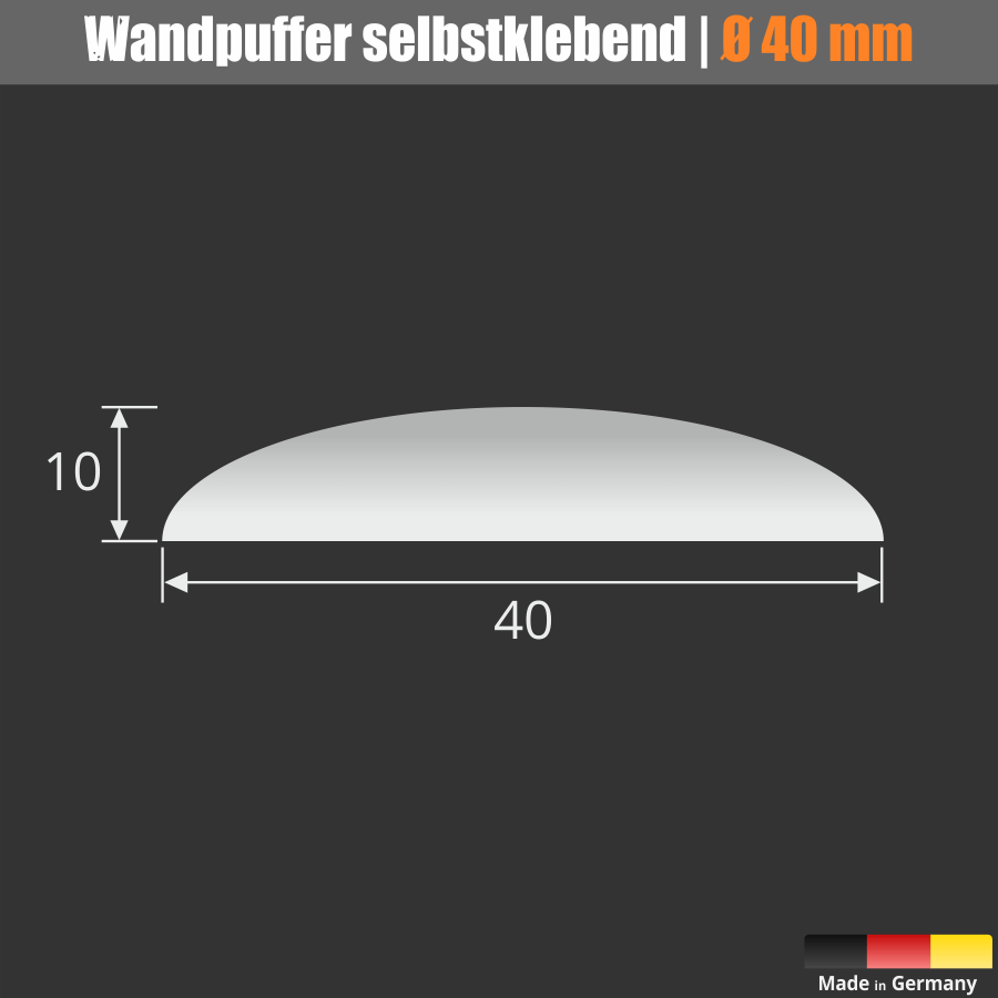 Wand-Tür-Puffer Ø 40 mm WA 10 mm Stopper Skizze mit Maße