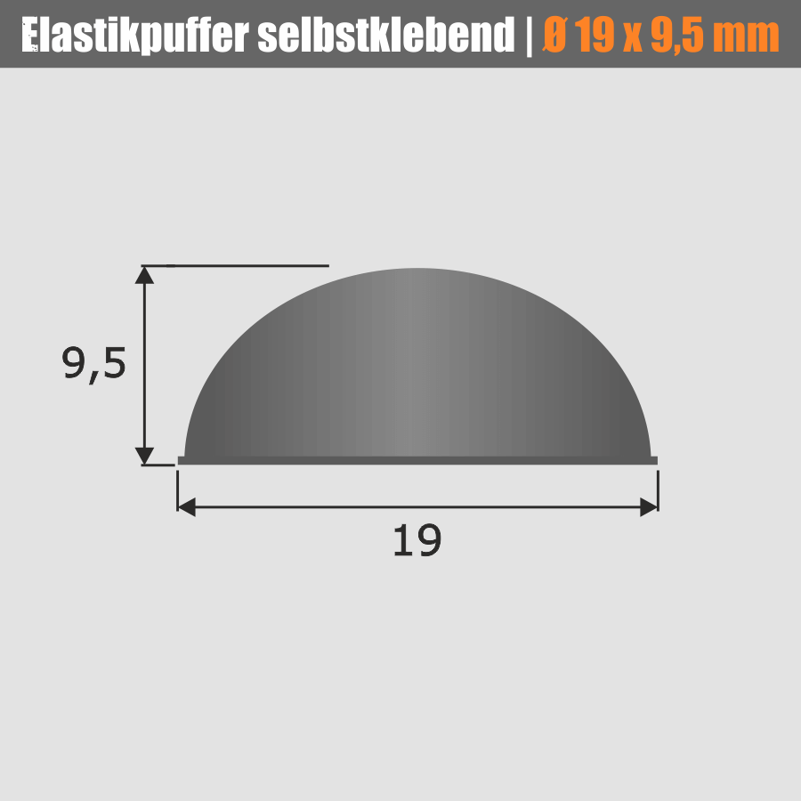 Wand-Puffer Ø 19 mm selbstklebend schwarz Skizze mit Maße