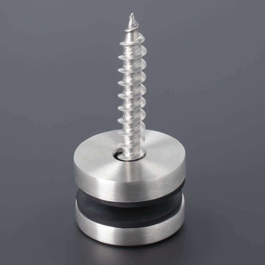 Glaspunkthalter Glashalter Edelstahl Ø40 mm stehend auf dunklem Untergrund