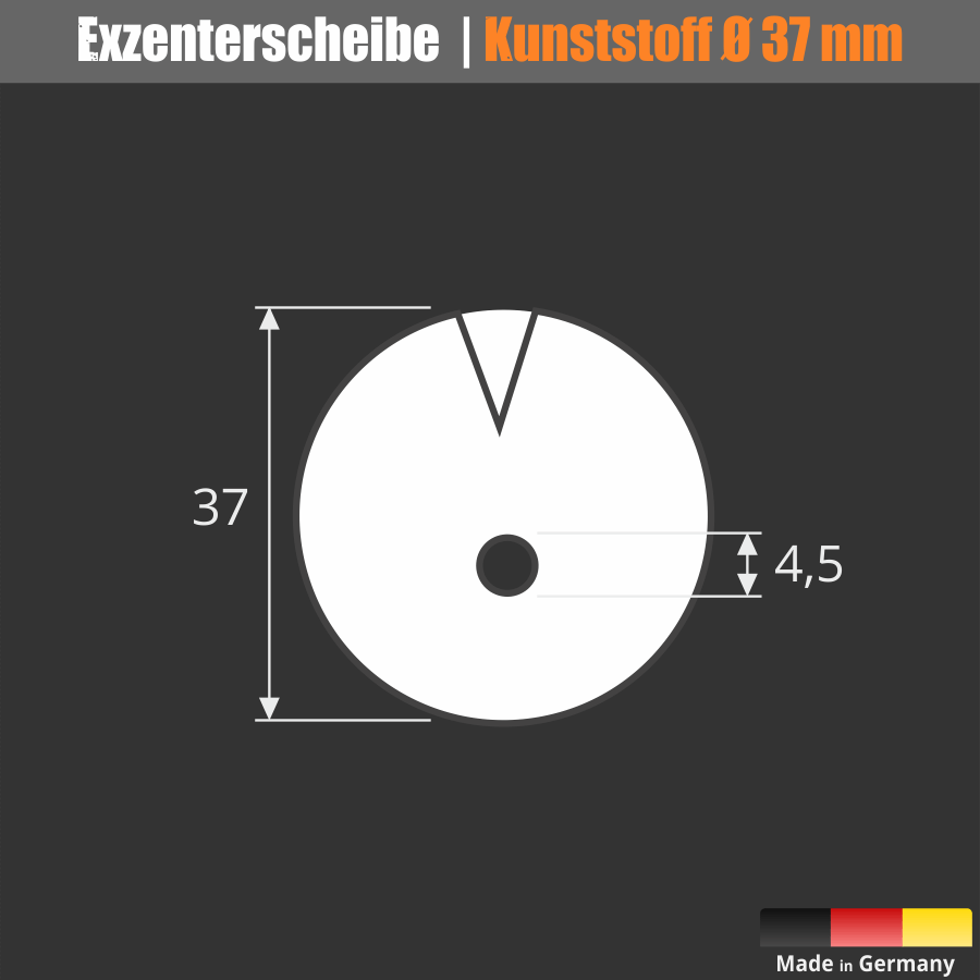 Exzenterscheibe Kunststoff Ø 37 mm Maße mit Skizze