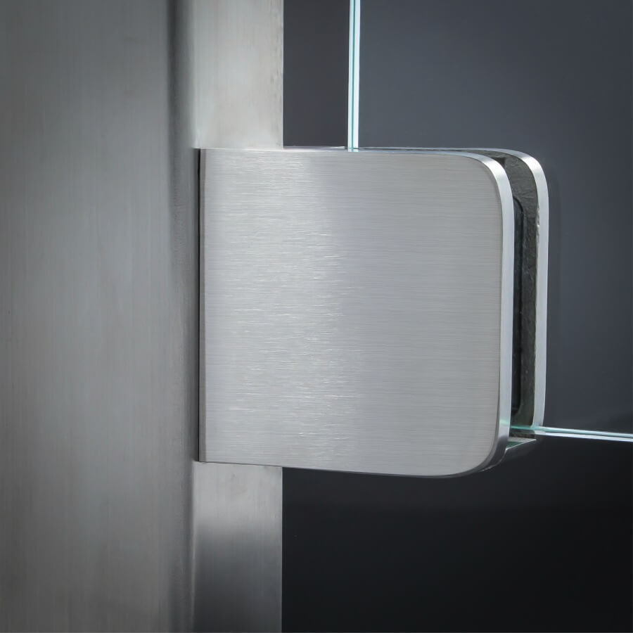 Glashalter 52x52 mm + Sicherung Edelstahl V2A montiert an Pfosten