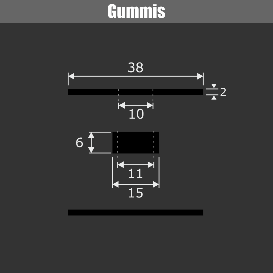 Glaspunkthalter Glashalter Edelstahl Ø40 mm Skizze Gummi auf schwarzem Hintergrund