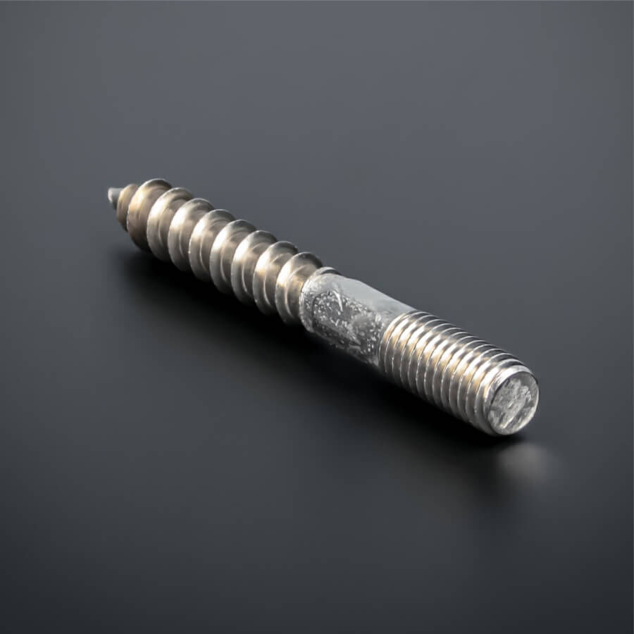 M10 x 80 mm | Edelstahl | ohne Antrieb Stockschraube V2A M10 x 80 mm liegend auf schwarzem Untergrund