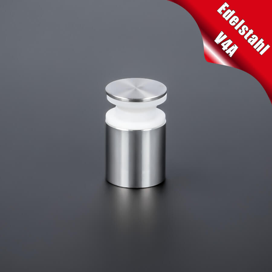 Glashalter schraubbar V4A  Ø:15 mm stehend auf dunklem Unergrund