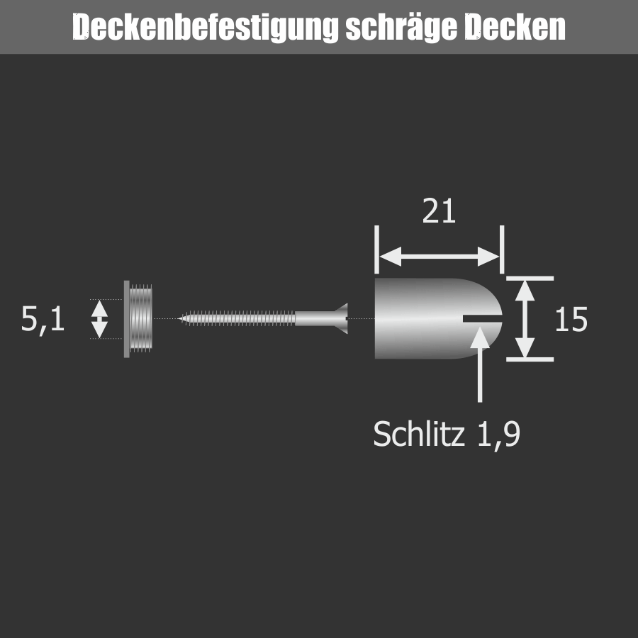 Seilbefestigung Dachschräge für Kugelseil Skizze