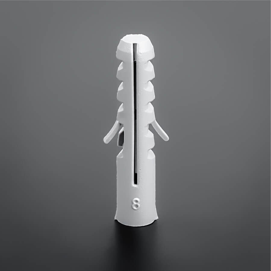 Dübel S8 Nylon Ø 8x40 mm stehend auf dunklem Untergrund