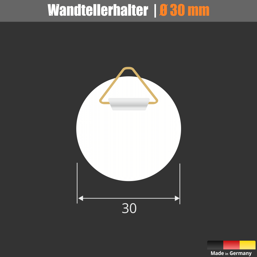 Wandtellerhalter Bild-Aufhänger Ø 30 mm selbstklebend Skizze mit Abmessungen