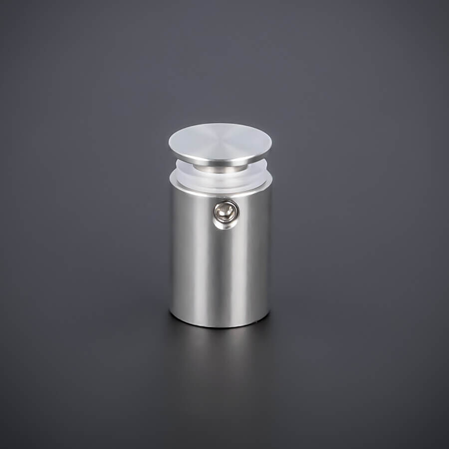 Abstandshalter rund Edelstahl V2A Ø 15 mm stehend auf dunklem Untergrund