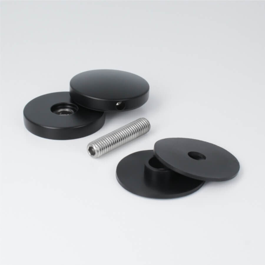 Punkthalter Edelstahl V2A Ø 50 mm schwarz Lieferumfang aus hellem Untergrund