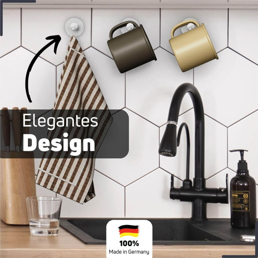 Kleiderhaken Handtuchhalter Edelstahl selbstklebend Beispielbild in der Küche