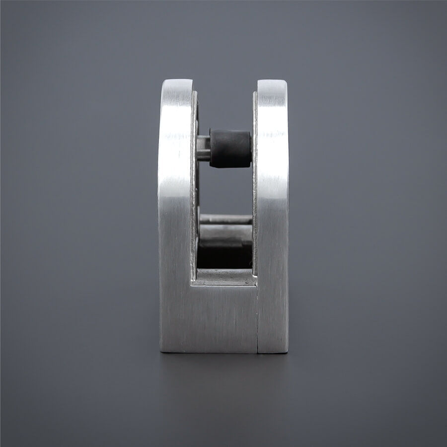 Glashalter Edelstahl V2A halbrund stehend auf dunklem Untergrund