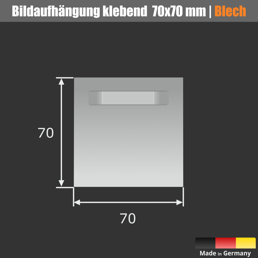 Magnetmontage Spiegel als Set selbstklebend 70x70 mm Skizze1
