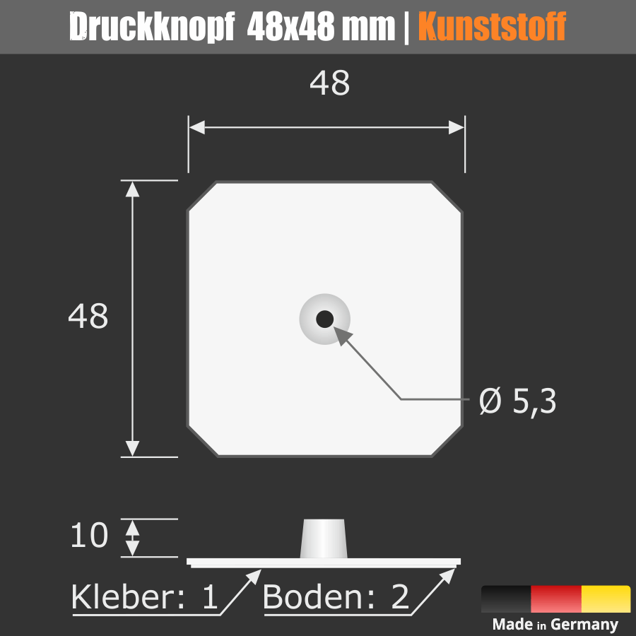 Druckknopf klebend Diebstahl-Sicherung für Spiegel | Bilder | Schilder Skizze mit Maße