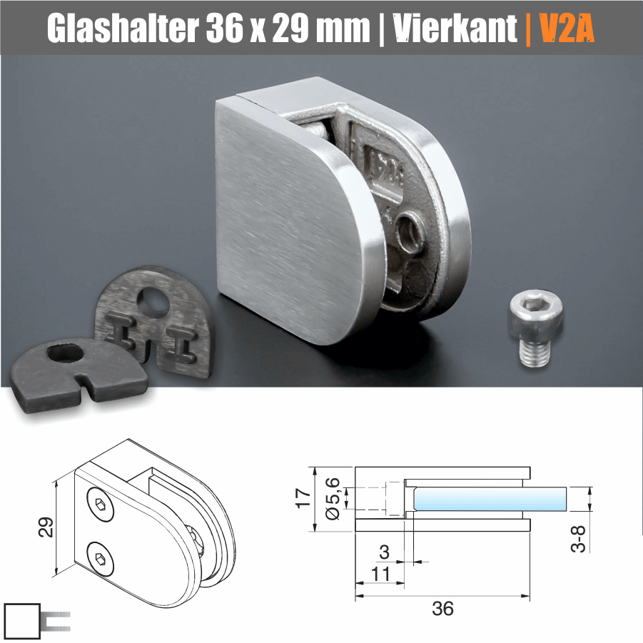 Tischklemme Edelstahl Spuckschutz Skizze Glashalter mit Bemaßungen
