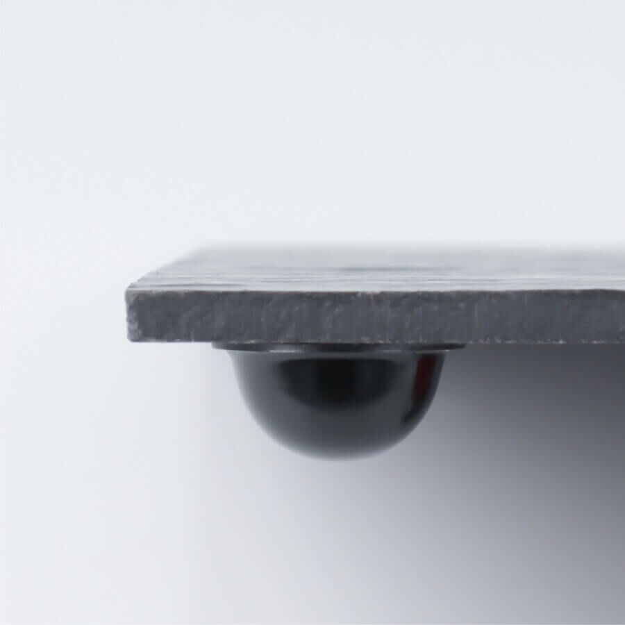 Wand-Puffer Ø 19 mm selbstklebend schwarz klebend unter schwarzer Schieferplatte