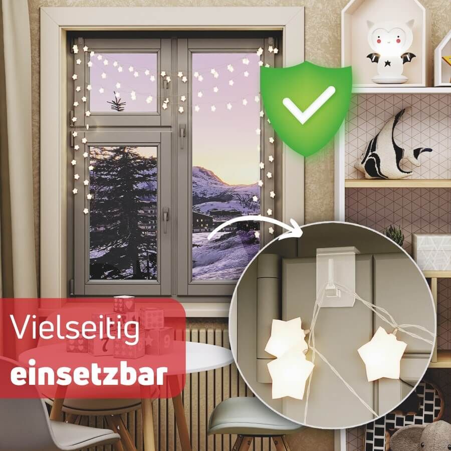 Fensterhaken Türhaken Dekohaken Kunststoff transparent Anwendungsbeispiele Fenster