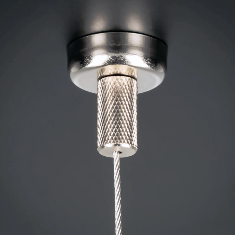 Topf-Magnet Ø 25mm Aussen-Gewinde M6x9 mm montiert an dunkler Decke 