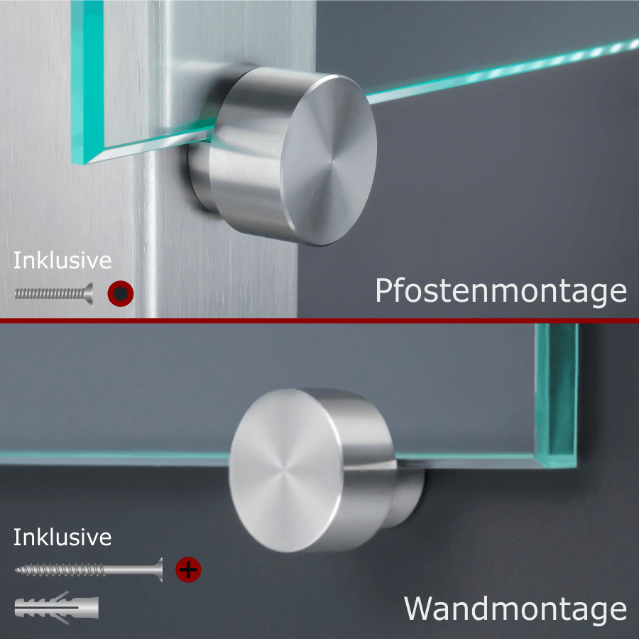Spiegelhalter Klemmhalter Edelstahl Ø25mm für die Pfostenmontage oder Wandmontage