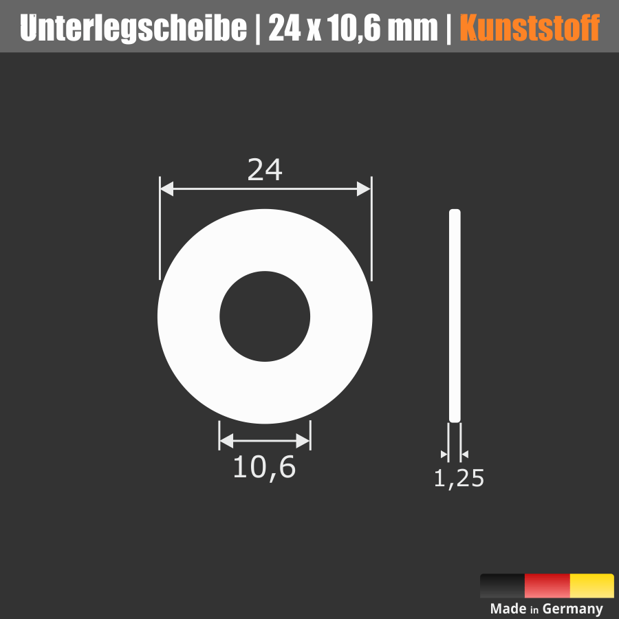 Unterlegscheibe POM Kunststoff Skizze mit Maße