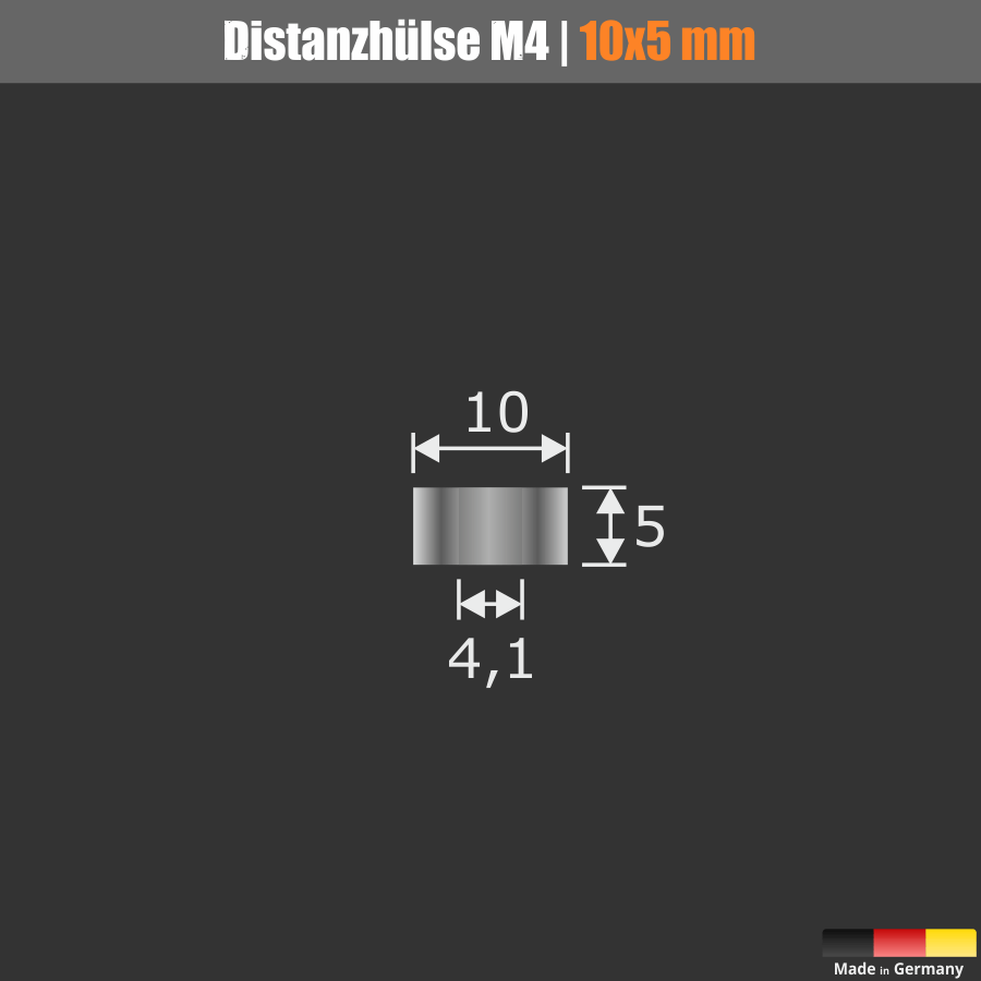 Distanzhalter M4 Silber aus Messing Skizze mit Maßen