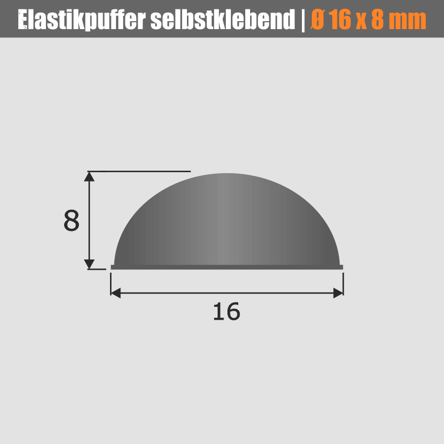 Bumpon Elastik-Wand-Puffer schwarz selbstklebend Skizze mit Maße