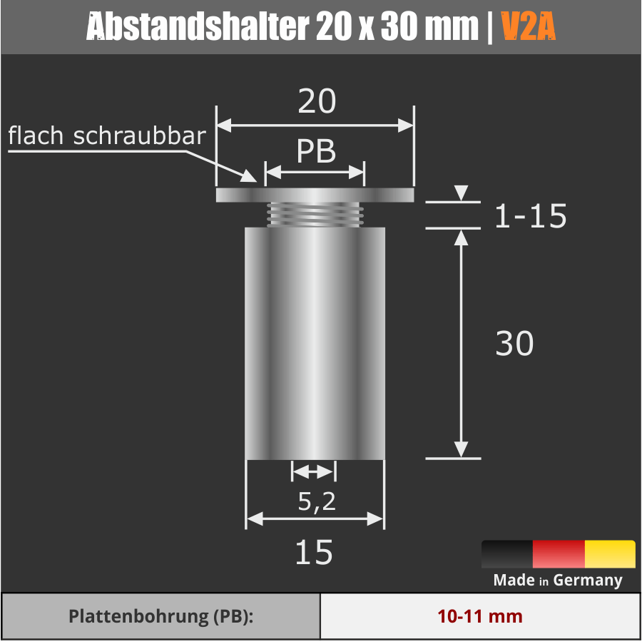 Halter Kleiderhaken V2A Skizze mit Maßen auf schwarzem Hintergrund