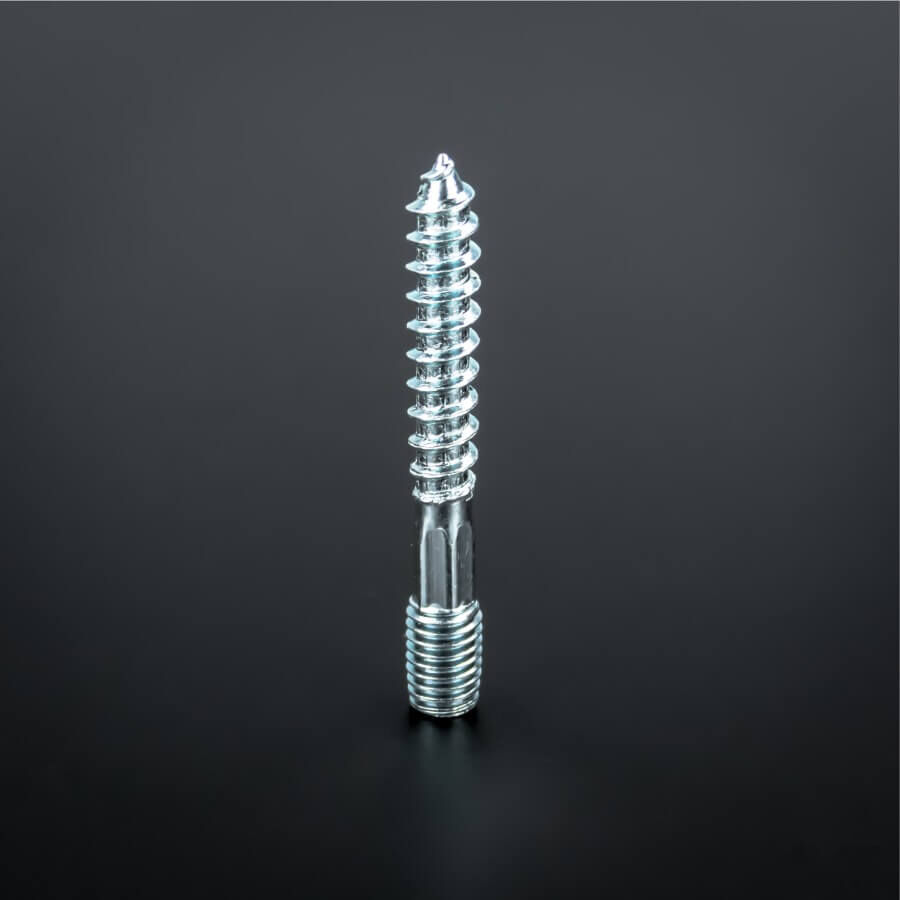 Stockschraube M8 x 60 mm verzinkt stehend auf schwarzem Untergrund