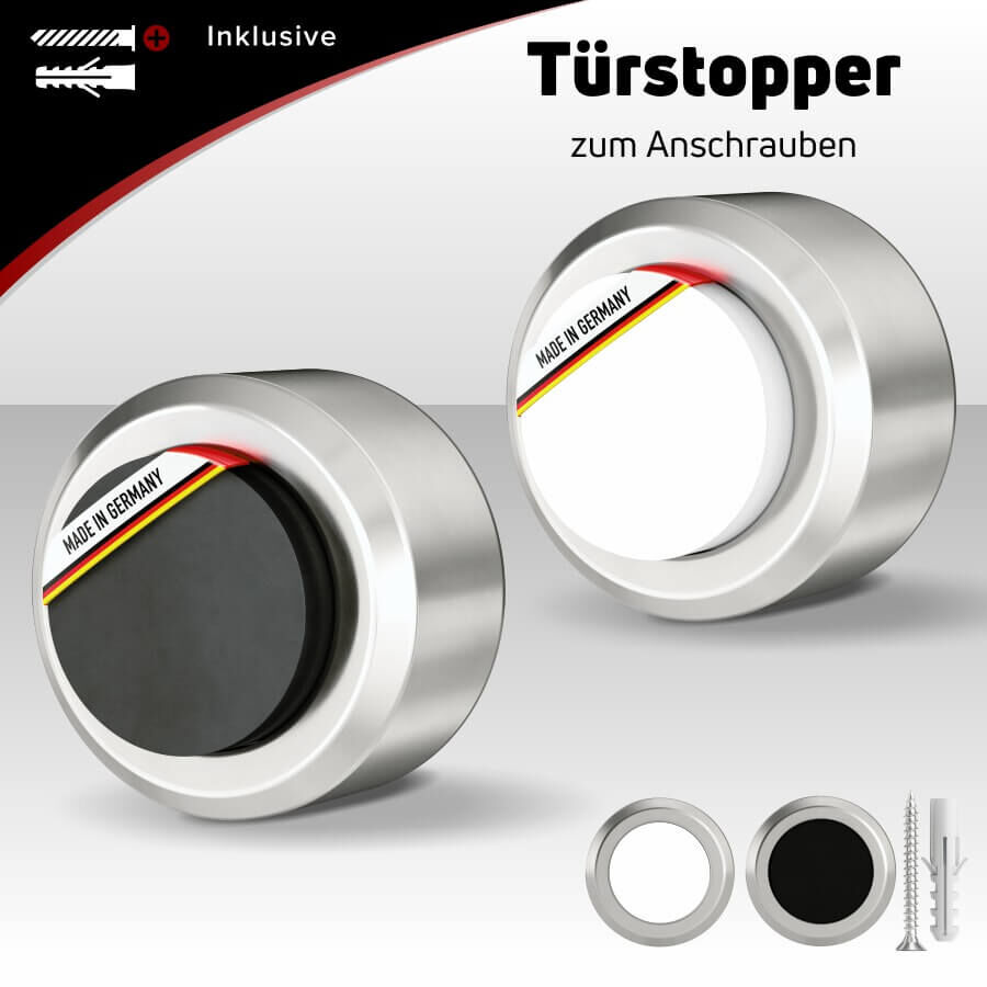 Türstopper Edelstahl V2A Wand zum Schrauben Ø30mm Gummi