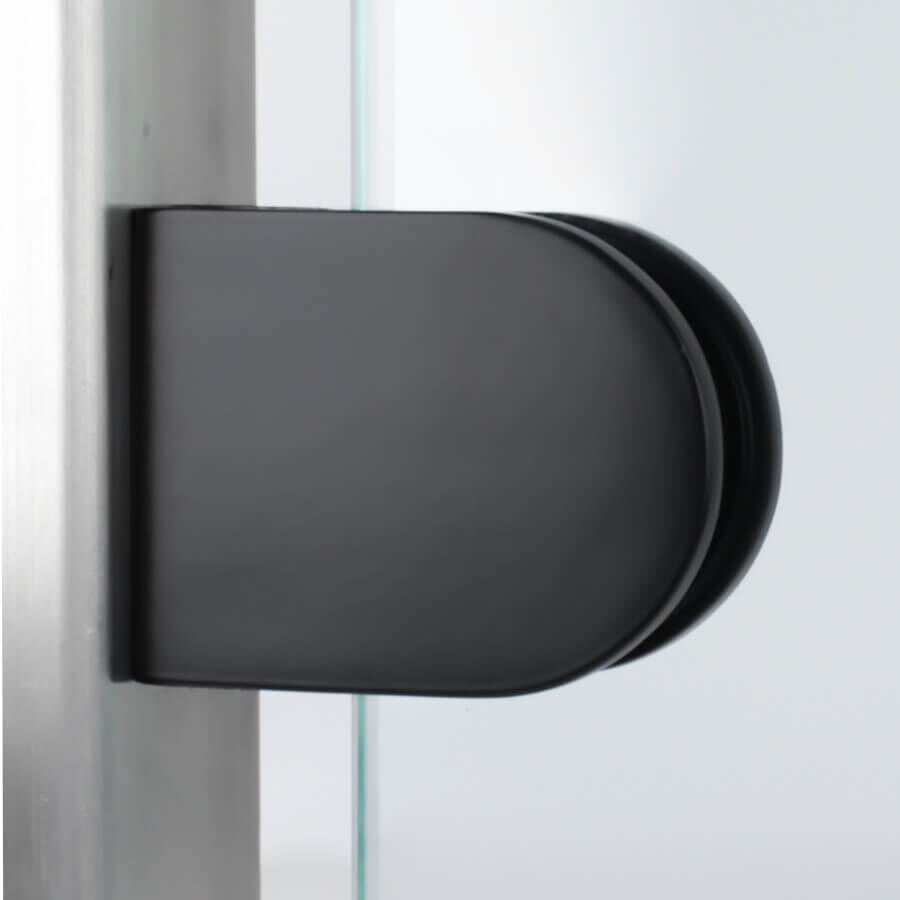 Glashalter Edelstahl V2A 50 x 40 mm schwarz RAL9005 halbrund montiert an Pfosten