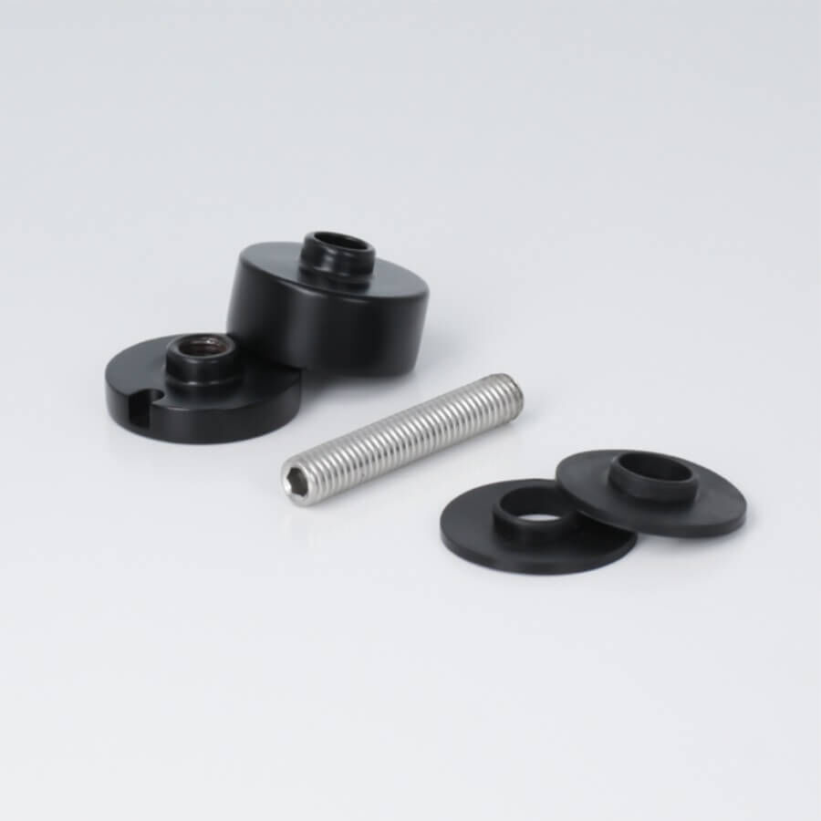 Punkthalter Edelstahl V2A Ø 30 mm schwarz Lieferumfang auf weißen Untergrund