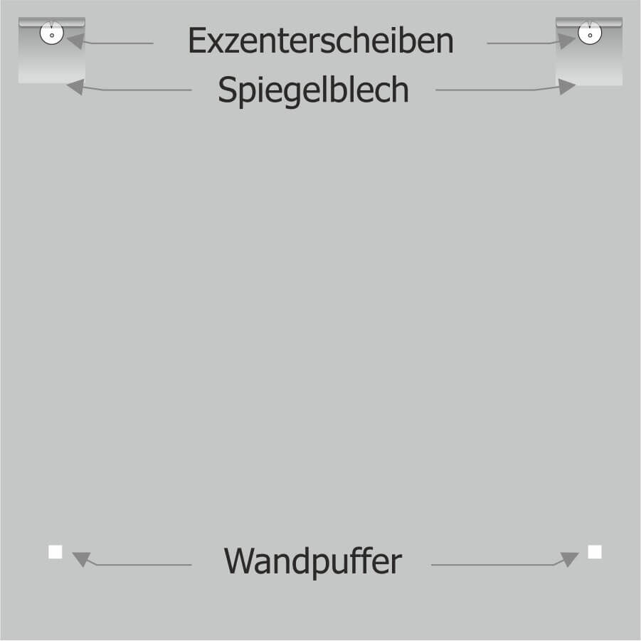 Glasplattenmontage selbstklebend 70x70mm mit weißem Wandpuffer und Exzenterscheibe Montageanleitung