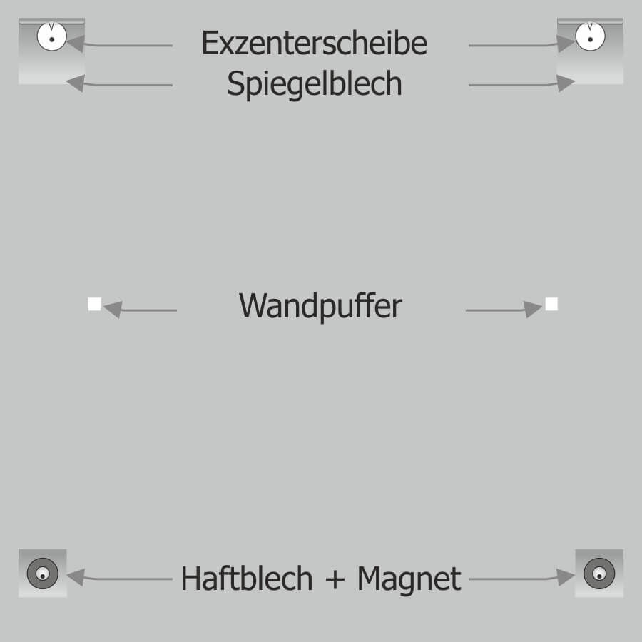 Magnet Spiegel-Montage-Set Skizze Montage