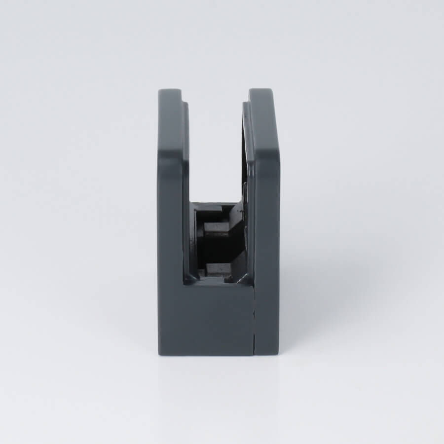 Glashalter Edelstahl anthrazit RAL7016 eckig 45x45 mm stehend auf hellen Untergrund
