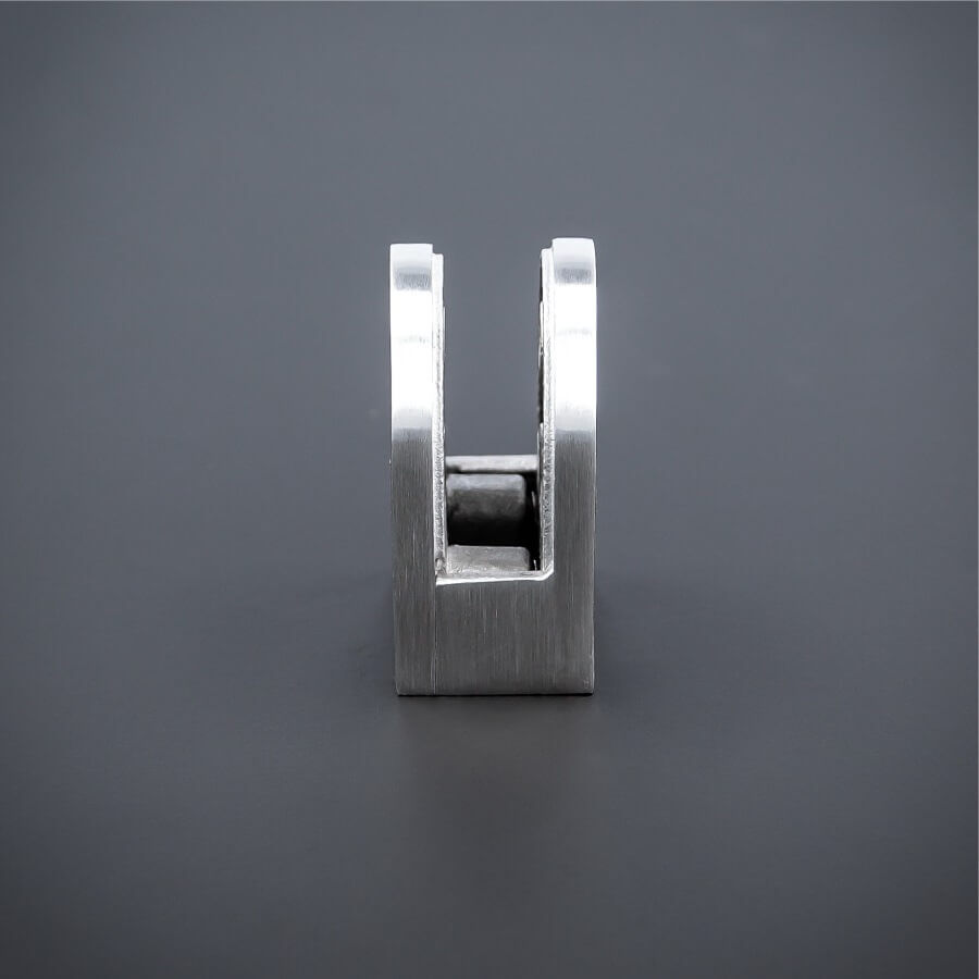 Glashalter+Stift Ablagenhalter Edelstahl stehend mit Klemmbereich nach oben ausgerichtet
