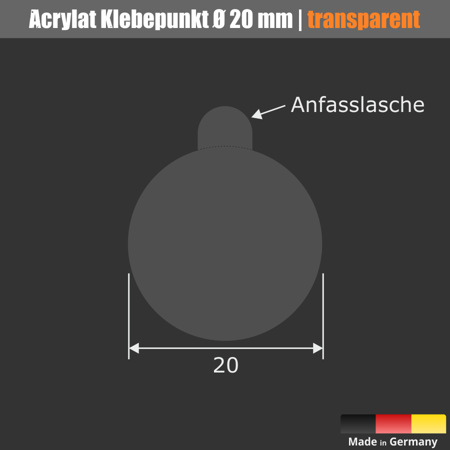 Acrylat Klebepunkt hochtransparent Skizze mit Maße