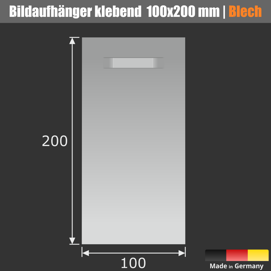 Bildaufhänger Bilderhaken selbstklebend 100x200mm Skizze1