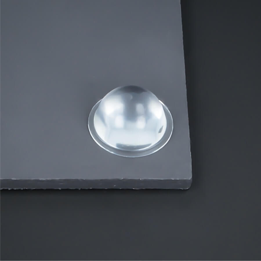 Wand-Puffer Ø 19 mm  selbstklebend, WA 9,5 mm montiert auf dunkler Schieferplatte
