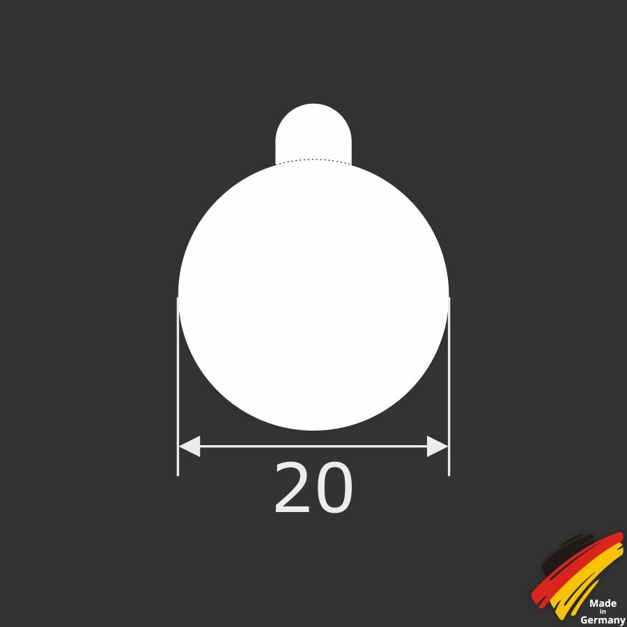 Klebepunkt Klebepad Ø20x1mm beidseitig selbstklebend Bemaßungen auf schwarzen Untergrund