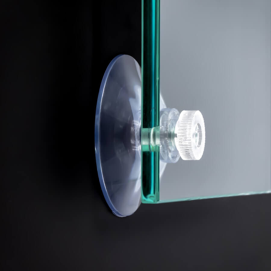 Saugnapf Ø 50 mm mit M4x10 mm Gewinde an Glasplatte montiert